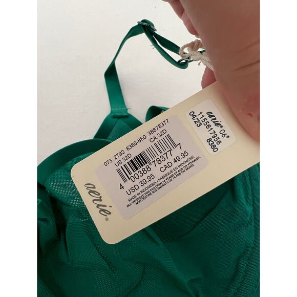NWT Aerie Women's Smoothez Mesh Unlined Balconette Underwire Green Size 32D - Picture 6 of 10